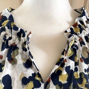 NWOT CABI Animal Print Navy/Yellow/Brown Sleeveless Top